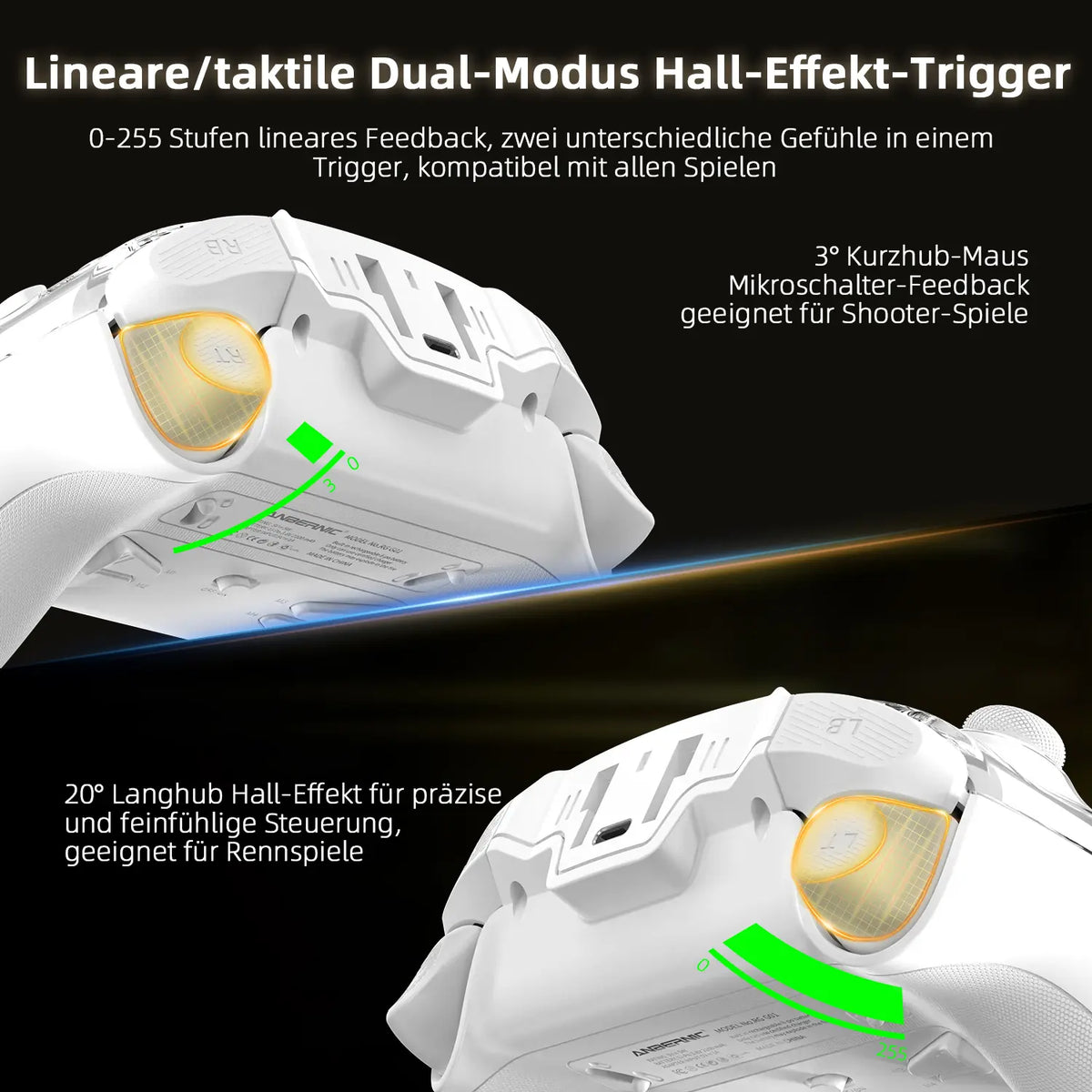 Linearer und taktiler Dual-Mode-Hall-Effekt-Trigger für Renn- und Shooter-Spiele