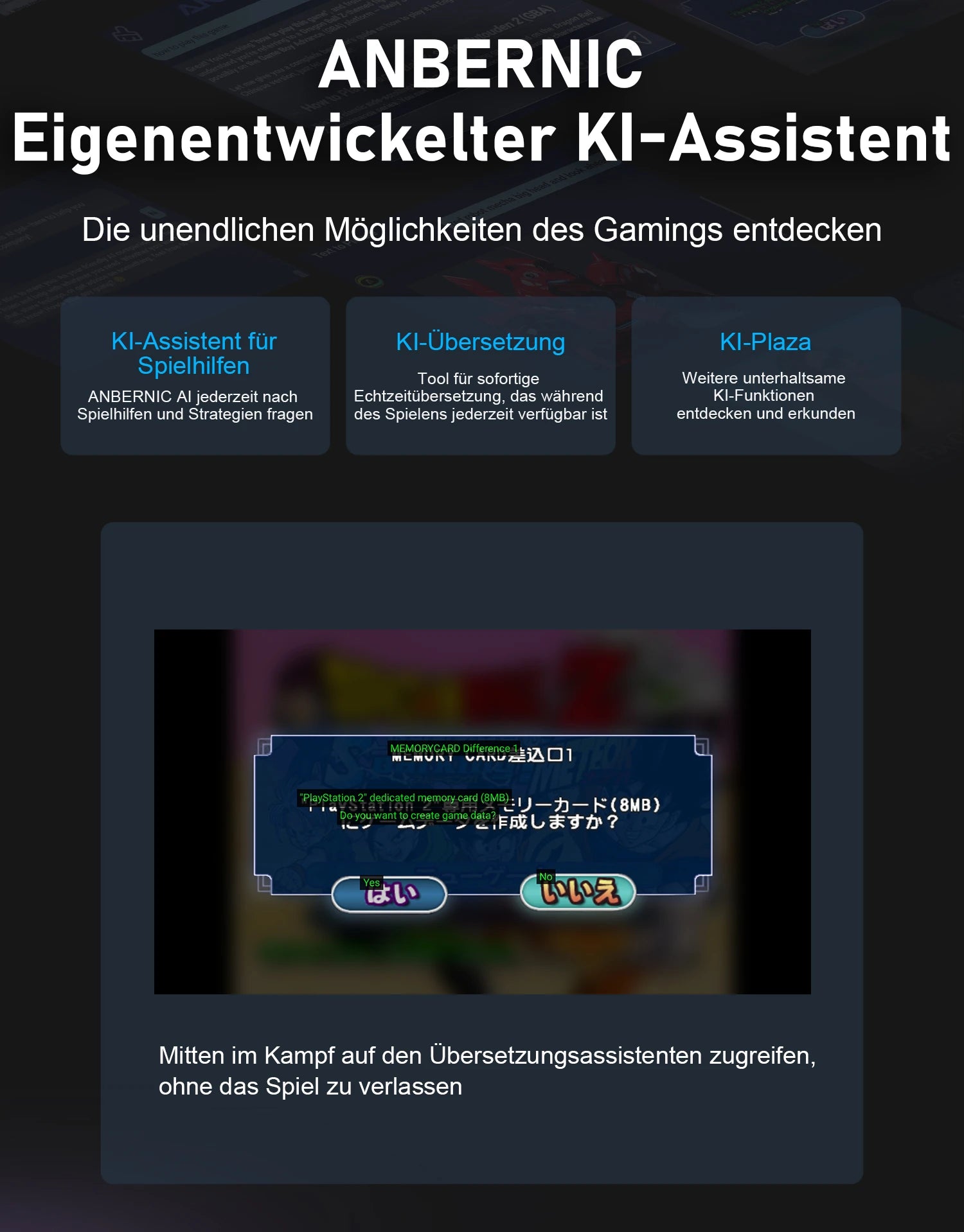 ANBERNIC Eigenentwickelter KI-Assistent mit Spielübersetzungsfunktion und Feature-Übersicht