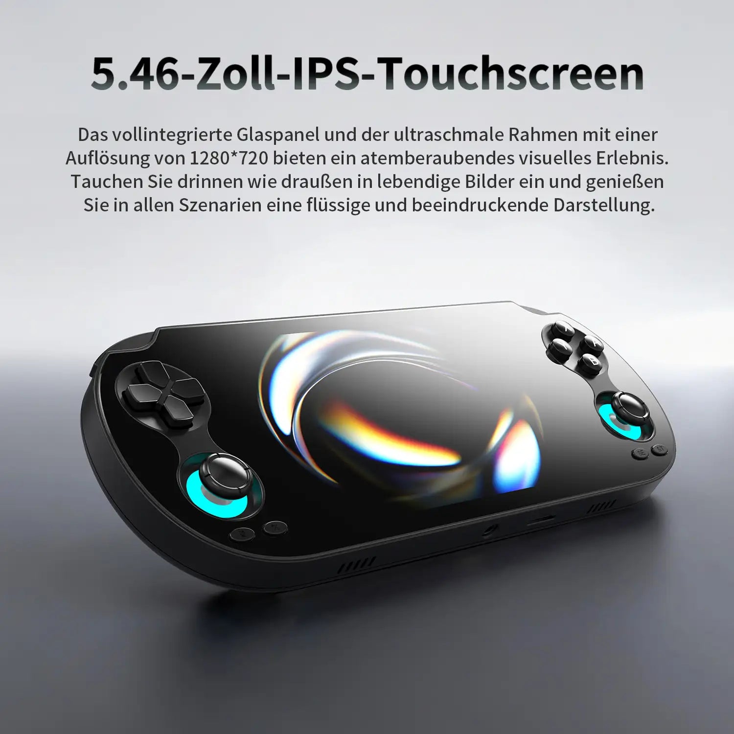 Seitenansicht der RG Vita mit 5,46-Zoll-IPS-Touchscreen, ultraschmalen Rändern und 1280*720 Auflösung.