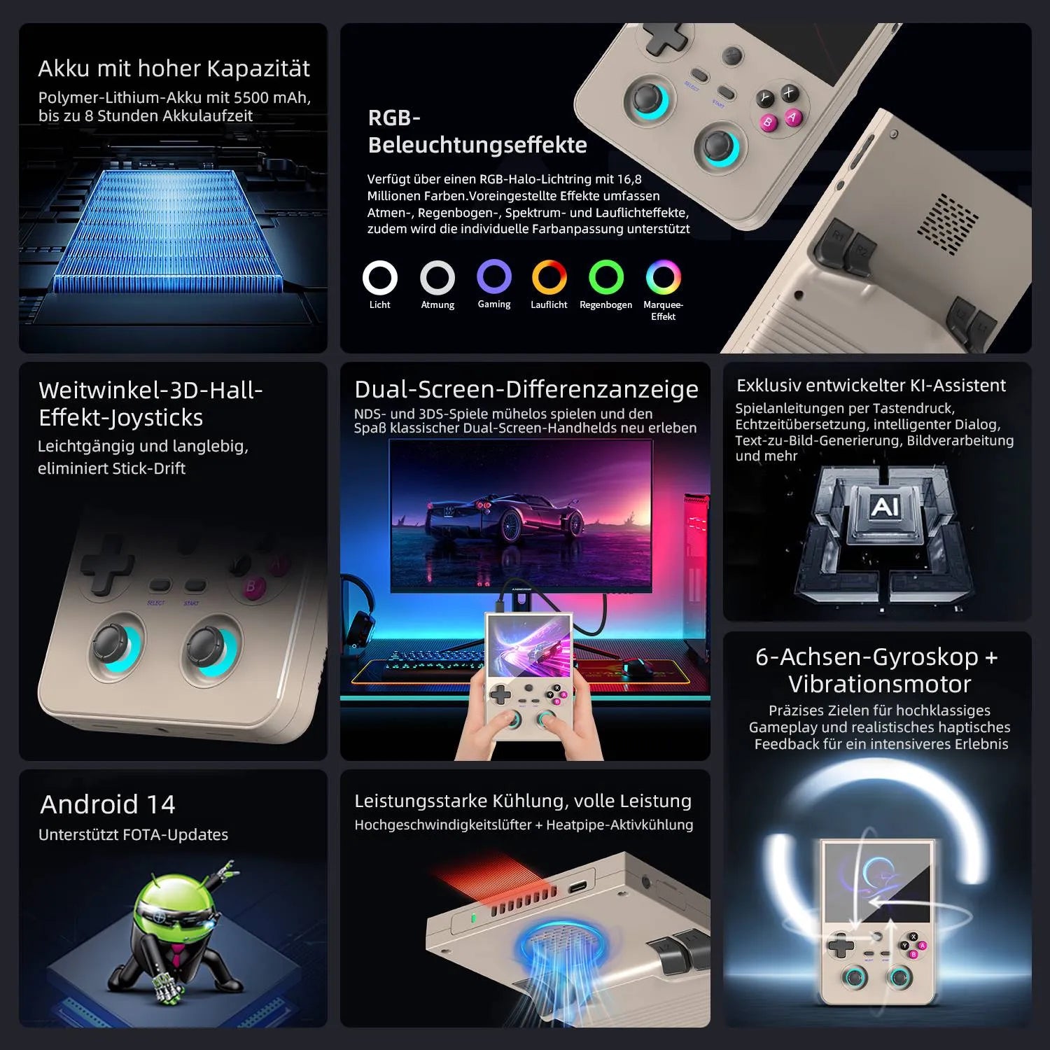 Langlebiger 5500mAh Akku des Anbernic RG 477V für langes Gaming